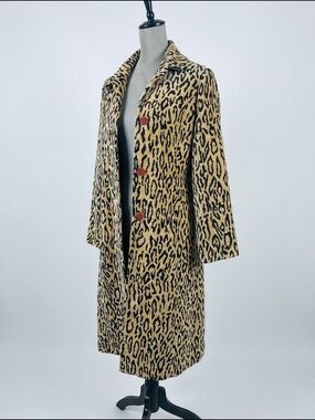3 Sisters Size M Leopard Animal Print Long Statement Coat